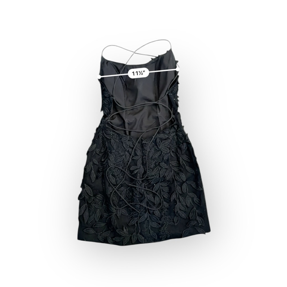 AMARRA 20116 Women's Black Homecoming Prom Floral Lace Mini Cocktail Dress Sz 4 - Picture 7 of 11